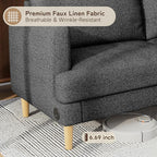70" Modern Loveseat Sofa with USB Type-C Ports, Linen Fabric 2-Seater Deep Seat - Image 3