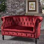 GDFStudio Melaina Tufted Chesterfield Velvet Loveseat - Image 3