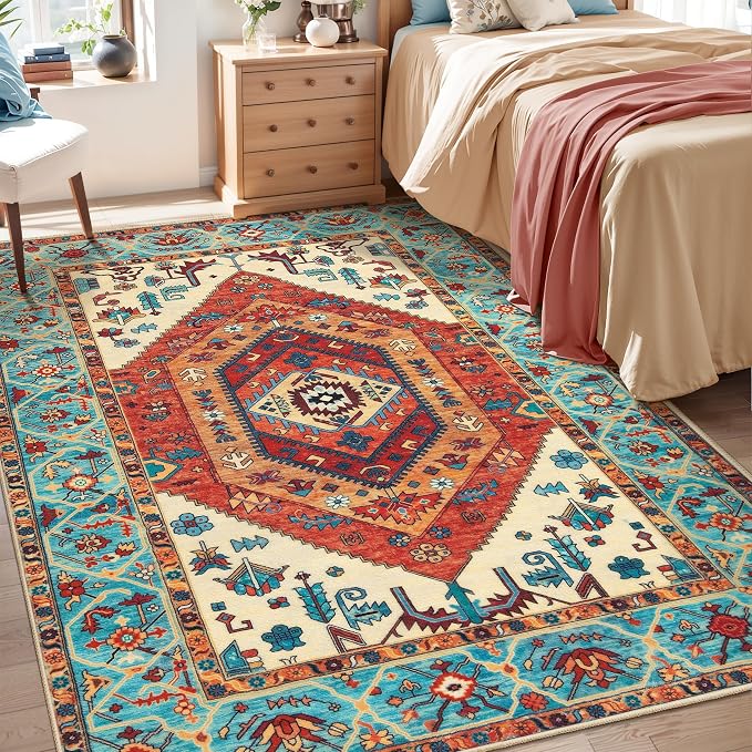 SERISSA 3x5 Washable Non Slip Boho Area Rug by SERISSAHomeDecorCollection
