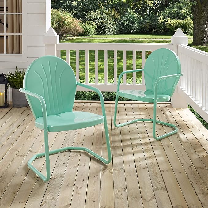 Crosley Furniture Griffith Outdoor Chair, Retro Metal Patio Chairs - Image 10