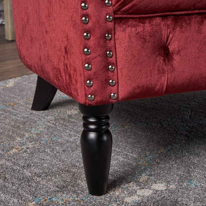 GDFStudio Melaina Tufted Chesterfield Velvet Loveseat - Image 5