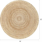 Hausattire Jute Braided Round Area Rug, 8 ft | 100% natural jute, hand woven - Image 2