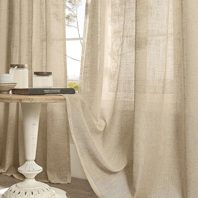 78 Inch Length Brown Linen Curtains - Image 8