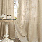 Brown Sheer Linen Curtains 96 Inches Long 2 Panels Set, Light Filtering Boho - Image 8