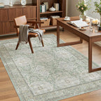 Soalmost 3x5 Rugs, Small Washable Kitchen Entryway Area Rug Green/Brown | - Image 3