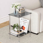 Tempered Glass Side Tables Set of 2 Acrylic End Table - Image 5