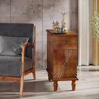 Solid Wood Sunburst End Table Set of 2, No Assembly Required 2 Drawers Sofa - Image 8