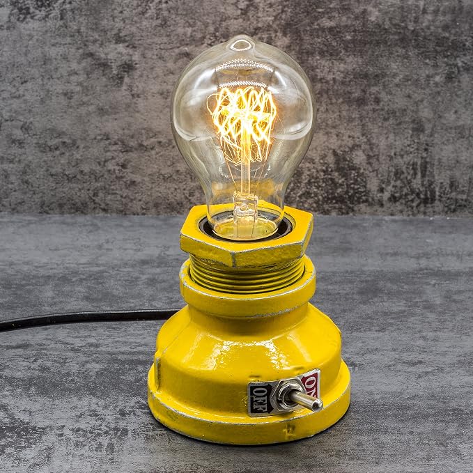 Loft Style Lamp, Corporal Yellow Steampunk Industrial Vintage Style, Water Pipe by Y-Nut