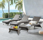 PE Rattan Adjustable Backrest Chaise Lounge Set 3 by Asifom