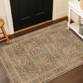 Vintage Gold Brown Entryway Rug, 3x4 Washable Area Rugs by HazoHaus
