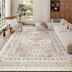 6x9 Area Rugs for Living Room, Large Washable Rug, Dining Room, Low Pile by Zesthome