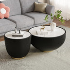 SSLine Bowl-Shape Coffee Table Modern Sintered Stone Top Coffee Table in Black - Image 7