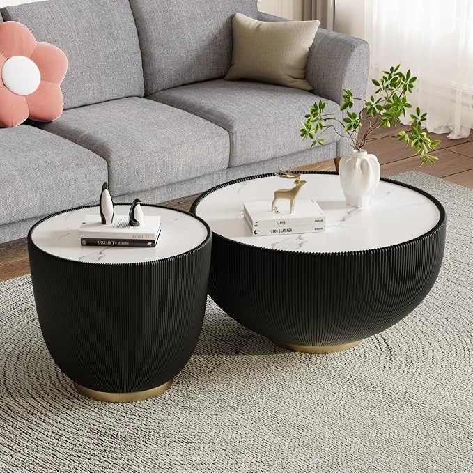 27.55" Round Marble Coffee Table - Image 6