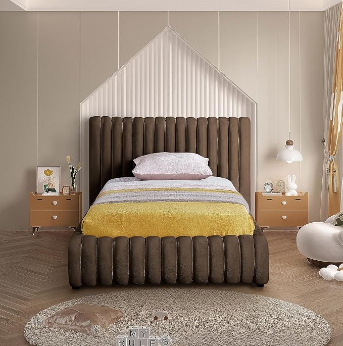 Meridian Furniture NicoBrown-T Nico Collection Modern | Contemporary Velvet - Image 5