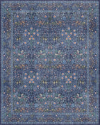 Dark Blue Living Room Rug 8x10, Vintage Floral Washable Area Rugs - Image 3