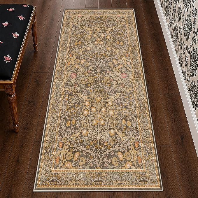 Non Slip 2x5 Gold Brown Bathroom Runner Rug - Image 3
