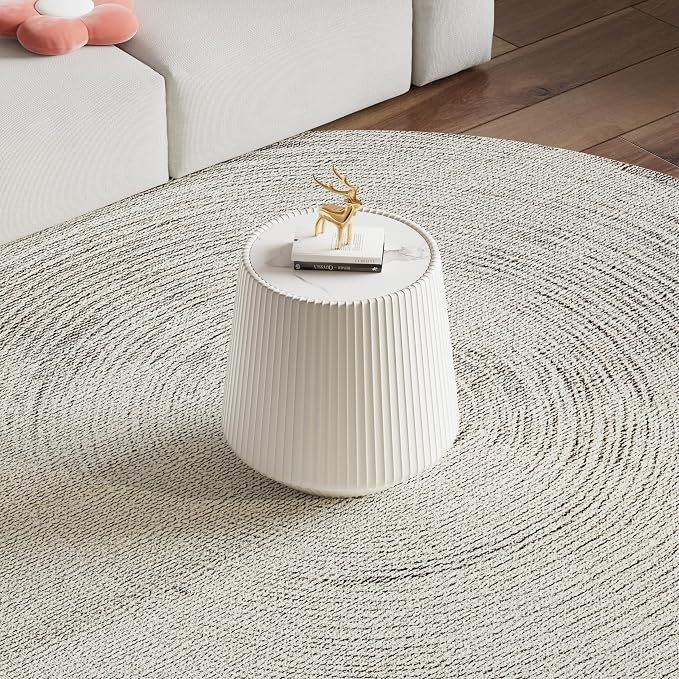 19.68" Round Marble End Table, Modern Cup Shaped Side Table - Image 3