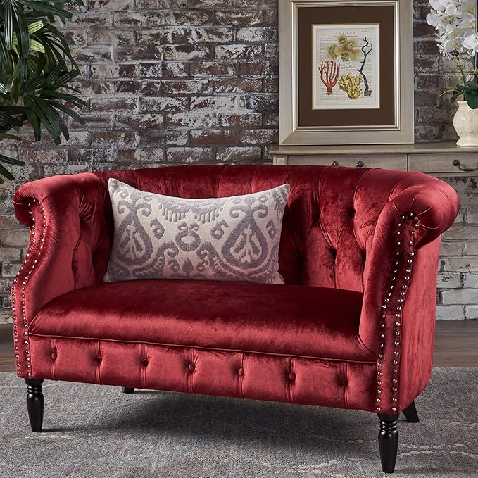 GDFStudio Melaina Tufted Chesterfield Velvet Loveseat by ChristopherKnightHome