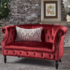 GDFStudio Melaina Tufted Chesterfield Velvet Loveseat by ChristopherKnightHome