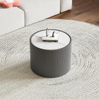 SSLine Round Drum Coffee Table Set of 2 Modern Sintered Stone Top Nesting - Image 5