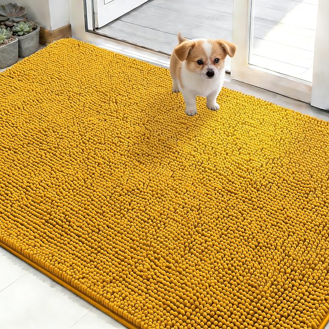 OLANLY Dog Door Mat for Muddy Paws 48x30, Super Absorbent Chenille Mud Mat | by OLANLY