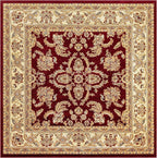 Rugs.com - Aditi Rug – 8 Ft Square Red Easy-Clean Rug – Traditional Medallion - Image 3