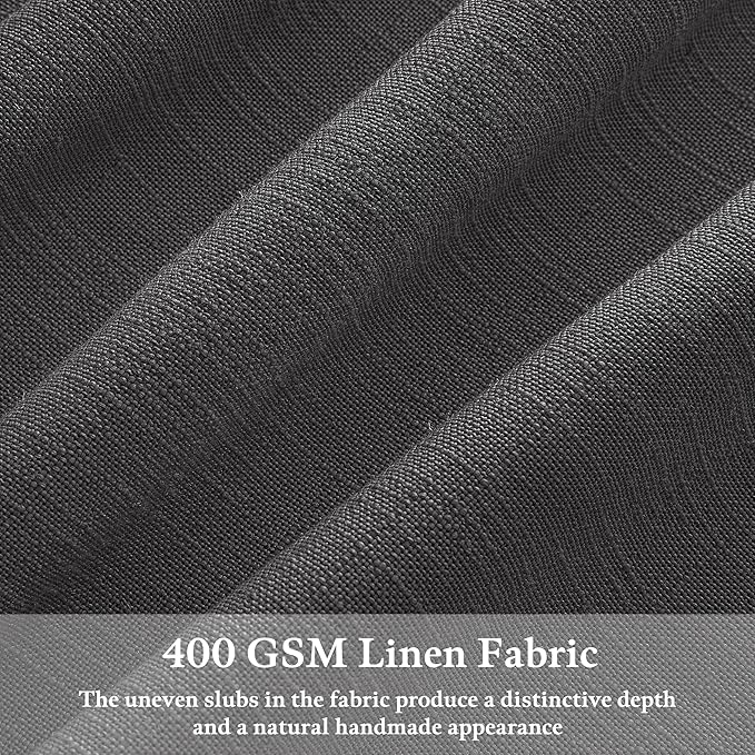Dark Grey Light Filtering Pleated Linen Curtains 120 Inches Long 2 Panels | - Image 3