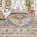 Madane 8x10 Area Rugs for Living Room, Non-Slip Washable Rug, Turmeric/Grey | - Image 2