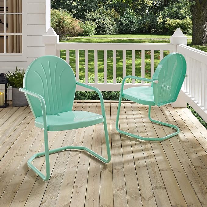 Crosley Furniture Griffith Outdoor Chair, Retro Metal Patio Chairs - Image 21