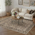 5x8 Brown Vintage Floral Washable Area Rug by HUGEAR