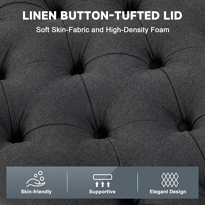 Mangodan 50" Storage Ottoman Bench, Tufted Ottoman - Image 6