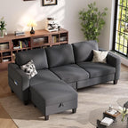 78" Sectional Sofa Couches for Living Room, Dark Grey Convertible L Shaped Couch - Image 7