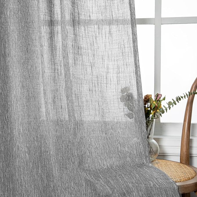 MYSKY HOME Long Sheer Curtains Farmhouse, Sliding Door Curtain - Image 6