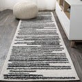 JONATHAN Y Khalil Modern Berber Stripe Cream/Black Runner Rug, Contemporary by JONATHANY