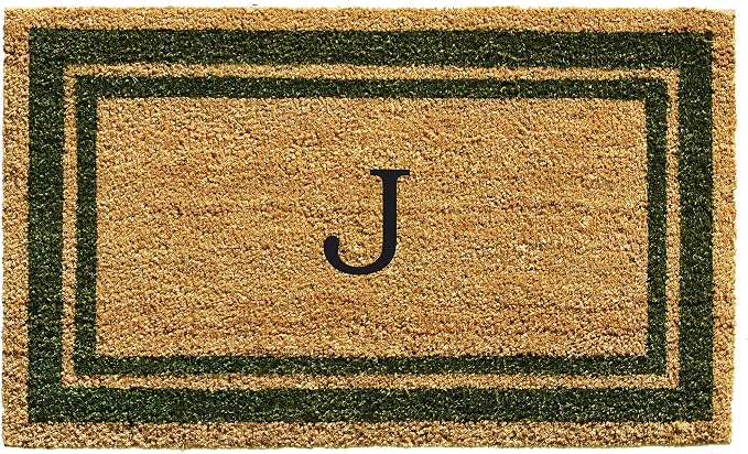 Calloway Mills 153042436J Sage Green Border 24" x 36" Monogram Doormat by Callowaymills