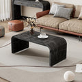 Minimalist Coffee Table with Curved Art Deco Design, Wood Rectangle Center Table by SIYSNKSI