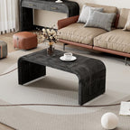 Minimalist Coffee Table with Curved Art Deco Design, Wood Rectangle Center Table by SIYSNKSI