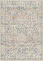 Vintage Washable Beige Blue 10x14 Rug - Image 3