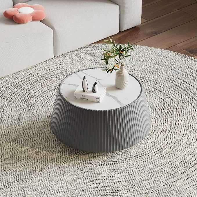 26.77" Marble Coffee Table, Modern Cup Shaped Coffee Table - Image 4