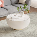 SSLine Bowl-Shape Coffee Table Modern Sintered Stone Top Coffee Table in Cream - Image 3