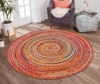 Hausattire Braided Boho Round Rug, 5 ft | Jute/cotton blend, hand woven - Image 4