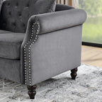 57" Chesterfield Grey Velvet 2-Seater Sofa - Image 9