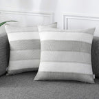 AmHoo Pack of 2 Farmhouse Stripe Check Throw Pillow Covers Set Case Cotton by AmHootextile