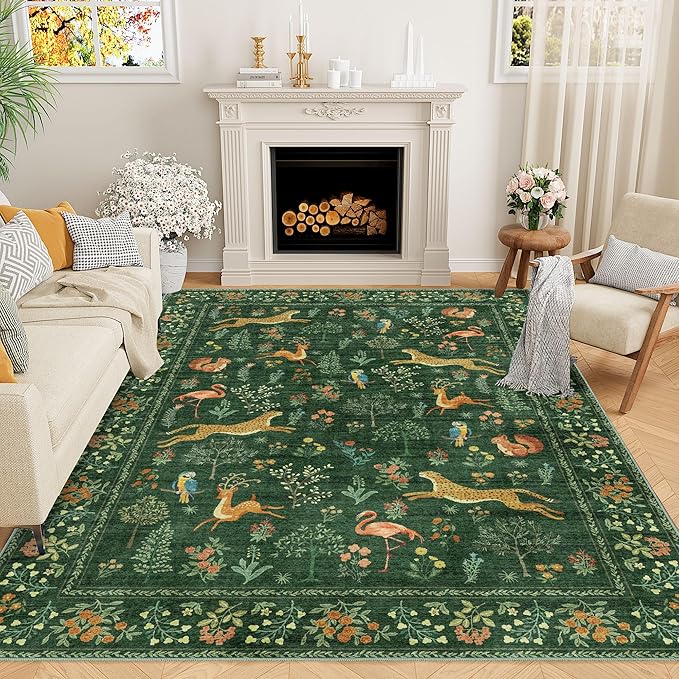 DUKINO 8x10 Area Rugs, Washable Soft Animal Bedroom Rug Non Slip, Low Pile by DUKINO
