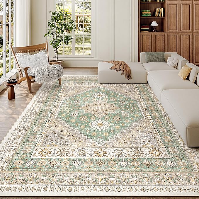 5x7 Area Rugs for Living Room, Large Washable Rug, Dining Room, Low Pile by Zesthome
