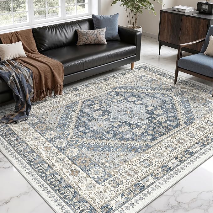 6x9 Area Rugs for Living Room Vintage Washable Rug, Non-Slip Backing Large Area - Image 3