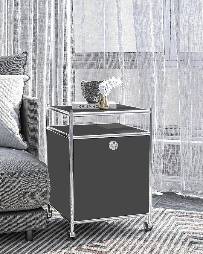 Matte Storage Cart with Flap Door, Large Capacity Storage Cart with Detachable - Image 6