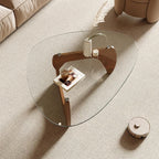 Honyee Morden Coffee Table, 42.5" x 28.5" x 16.1" Triangle Tempered Glass Top - Image 4