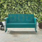 Crosley Furniture Bates Retro Metal Outdoor Sofa Glider, 3-Person Rocking Patio - Image 7