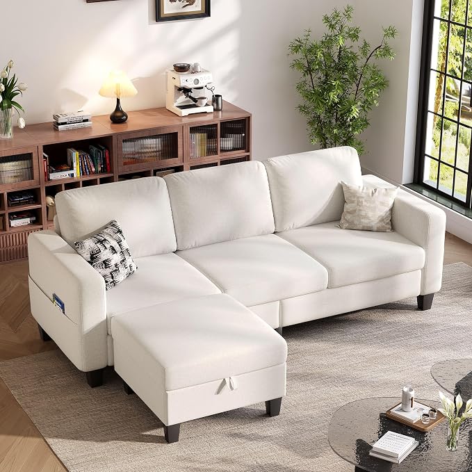 78" Sectional Sofa Couches for Living Room, Deep Seat Pet-Friendly Linen Fabric - Image 7